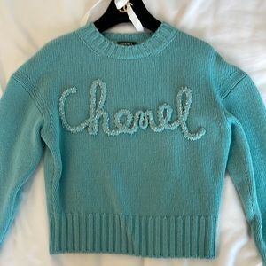 Chanel turquoise/Tiffany blue pullover